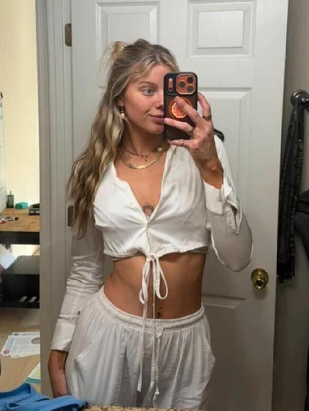 White Zara Satin Tie-front Cropped Button Up Shirt